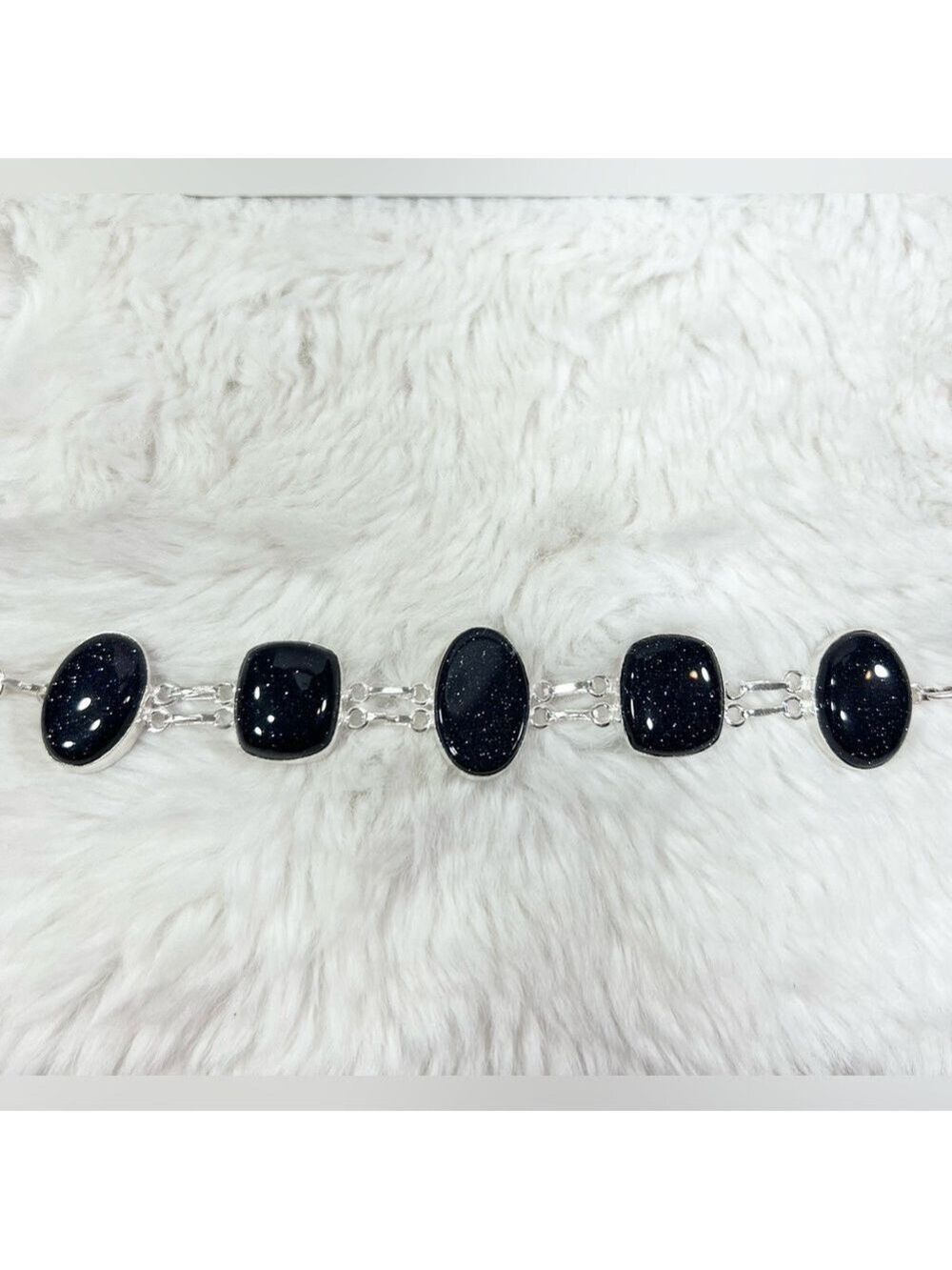 Blue Sunstone Moonstone Lapis 925 Gemstone Large Necklace & Bracelet - Picture 3 of 9